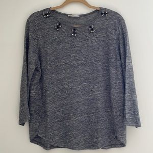 ZARA embellished crew neck shirt